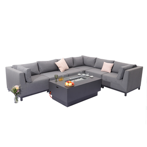 MIA Mobilier de jardin de luxe pour patio extérieur, ensemble de canapé en forme de <span class=keywords><strong>L</strong></span> avec table et foyer - Product Image 6