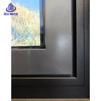 Ventana Francesa Grande de Bajo Consumo con Protección Contra Huracanes, Malla de Aluminio, Vidrio Templado Doble, Ventanas Abatibles para Casas