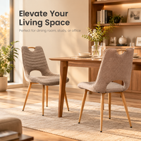 Chaise commerciale B2B à dossier en cuillère, structure en fer robuste, assise en mousse haute densité et lin doux, couleur personnalisable, pour hôtels et restaurants, OEM