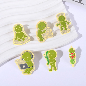 È il momento di fare la cacca divertente spille Smiski Hippers smalto cartone animato Sonny angelo verde bambola spille distintivo gioielli regalo per gli amici - Product Image 2