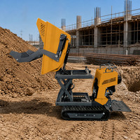 Mini-dumper sur chenilles HDL YH-1000 de 1000 kg, benne basculante hydraulique sur chenilles en caoutchouc pour chantier