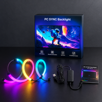 Barre lumineuse USB RGBIC pour moniteur PC de bureau, 5050 60 LED/m 5V, bande de rétroéclairage ambiant pour écran de jeu de 24 à 34 pouces avec contrôleur