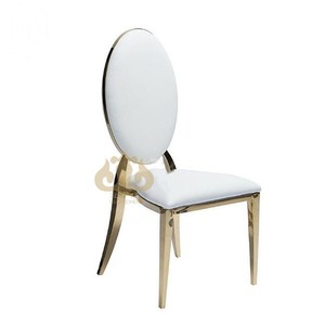 Nhà Máy Bán buôn vàng thép không gỉ khách sạn tiệc với trắng PU da ghế đám cưới - Product Image 3