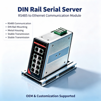 Serveur série 8 ports sur rail DIN, RS232/485 isolé galvaniquement, double Ethernet + 4DI/2DO, Modbus RTU/ASCII TCP/UDP, IIoT