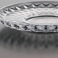 Ensemble de bols et soucoupes en verre sans plomb à motif diamant pour usage en restaurant, avec logo personnalisé, passe au lave-vaisselle, idéal pour les pâtisseries et les petits-déjeuners