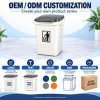 Série de poubelles manuelles à couvercle rabattable en plastique 20L 30L 50L pour cuisine, buanderie, garage