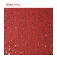 Good quality red color with gold film bamboo grain synthetic cork sheet for wallets or bags