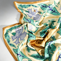 Foulard carré personnalisable 100 % soie de mûrier jacquard sergé, léger, respirant, imprimé floral, de luxe, pour la tête et le cou