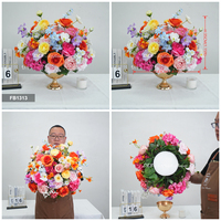 Accessoires de décoration pour scène de demande en mariage : Boule de fleurs en soie motif cerisier et hirondelle, Boule de fleurs simple
