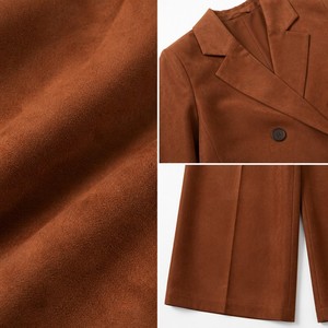 Ensemble <span class=keywords><strong>pantalon</strong></span> et veste croisée en faux daim 260 GSM à revers cranté, style bohème pour <span class=keywords><strong>femme</strong></span>, tailles XS-5XL, OEM - Product Image 2