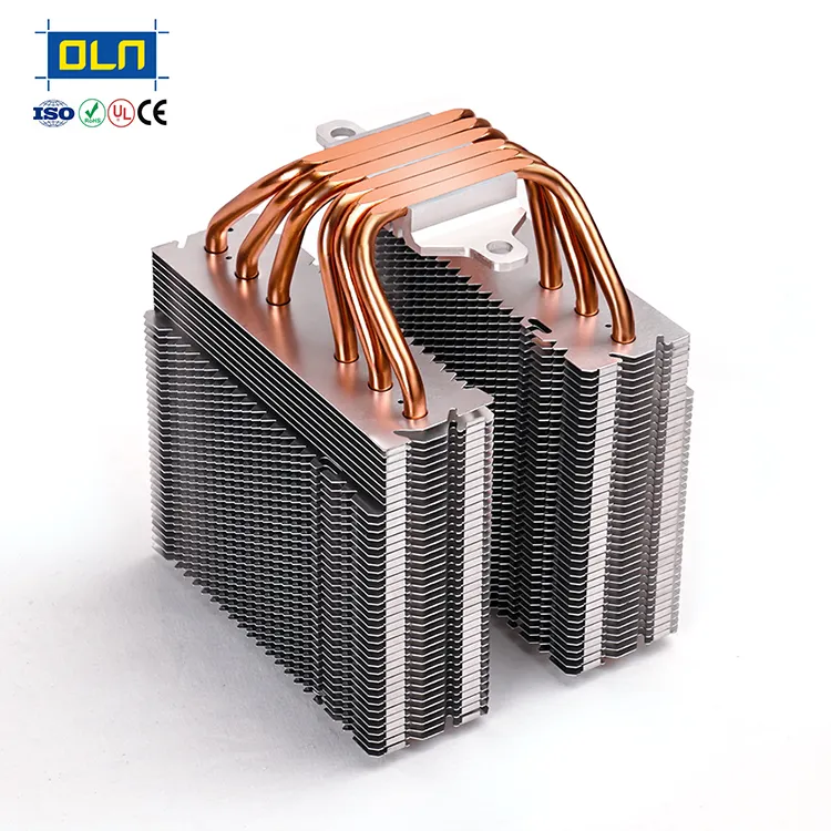 Oulian Production OEM Customized Aluminum product Buckle Fin Heatsink Copper Heat Pipe for Cooling