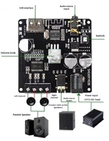 Placa de amplificador Digital HIFI Bluetooth 5,0 de doble canal, 80W * 2, compatible con entrada de Cable de Audio de disco U, 30W * 2 ICs, 80W * 2 ICs