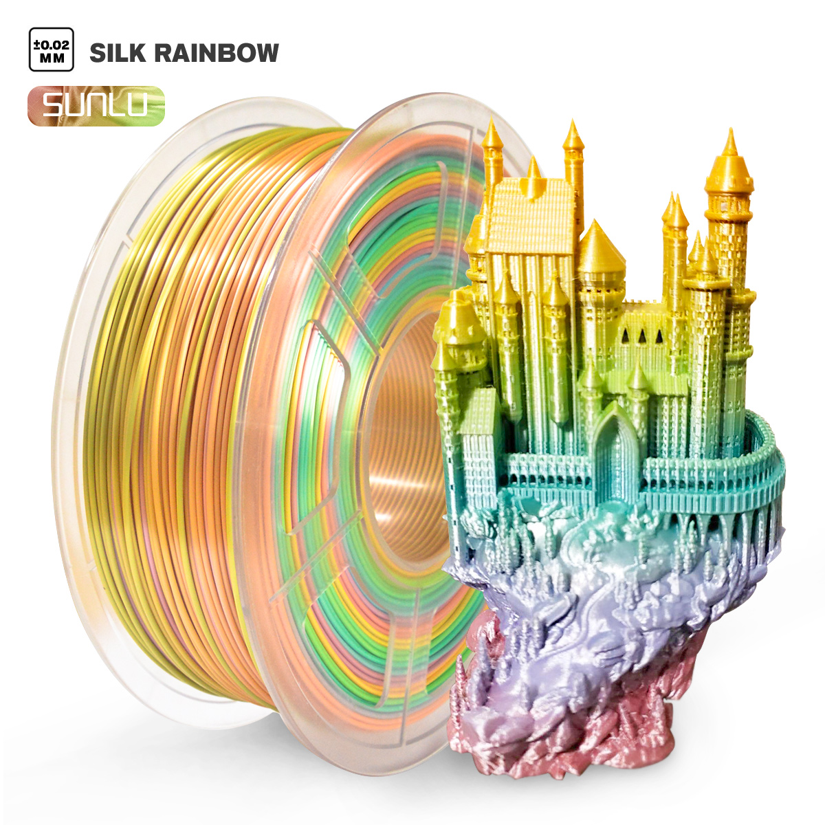 PLA soie arc-en-ciel 1.75Mm impression 3D Filament Pla multicolore