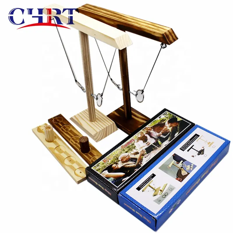 CHRT 2 giocatori giochi da tavolo anello di legno gioco di lancio anello ganci gioco con scala di tiro