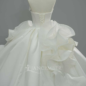 Jancember SFY309 Elegantes Vestidos de Novia con Escote Corazón, Estilo Imperio, con Volantes y Falda Abullonada de Satén - Product Image 6