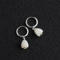 Boucles d'oreilles créoles tendance en or 14K avec pendentifs en forme de bourgeons de magnolia Yulan, bijoux permanents pour le quotidien