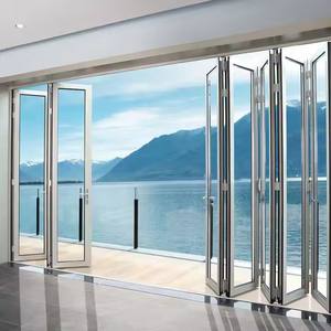 Pieghevole porte in vetro con telaio in alluminio e vetro antivento Bifold <span class=keywords><strong>per</strong></span> soggiorno Villa scuola superficie finita - Product Image 1