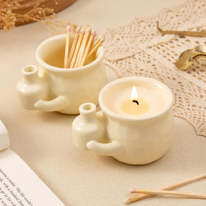 Portavelas de Cerámica Personalizado, Vacío, con Asa, Estilo Nórdico, para Aromaterapia, Regalo, DB2715 - Product Image 4