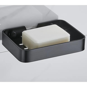 Porte-savon mural moderne en acier inoxydable noir avec support d'angle pour salle de bain - Product Image 3