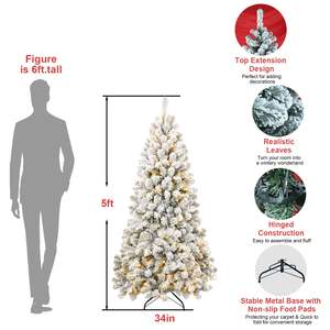 DB 7ft Pre-Lit Flocked Artificial <b>Christmas</b> <b>Tree</b> Environmentally Friendly Fireproof <b>Decorative</b> <b>Tree</b> - Product Image 3
