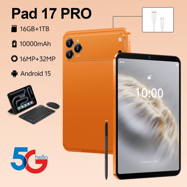 AI Creator Pro Pad 17 Pro Android 15 Tablet 10.1" 2.5K Perforated Screen Snapdragon 8 Gen3 16GB+1TB 10000mAh Stylus 16MP+32MP PC