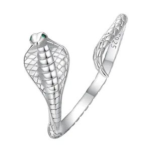 Nieuwe S925 Sterling Zilveren Cobra Open Ring Voor Mannen En Vrouwen Europese En Amerikaanse Stijl Textuur Zin Slang Ring Sieraden