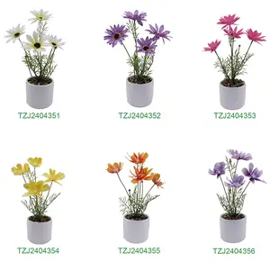 Wholesale Custom Chrysanthemum Bonsai Fake Plants Artificial Flowers Potted For Home Decoration Mother's Day