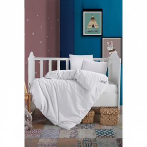 Juego de Ropa de Cama para Bebé Varol, Bordado, Blanco, de Algodón Satinado, con Funda de Edredón con Patrón Tejido - Product Image 3