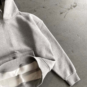 <span class=keywords><strong>Sweat</strong></span>-shirt en molleton uni noir et gris, lourd, 500 g/m², coton, surdimensionné, ample, à capuche, coupe courte, M70 - Product Image 2