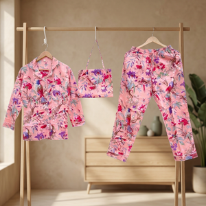 Ensemble de pyjama en coton imprimé doux et élégant pour femme, style esthétique, avec chemise et pantalon, idéal été/hiver, 100% coton - Product Image 2