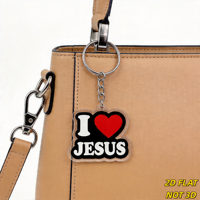 Gantungan Kunci I LOVE JESUS Hati Merah Tebal & Teks Putih di Latar Belakang Hitam, Pesona Akrilik Transparan untuk Kunci, Tas, Ransel