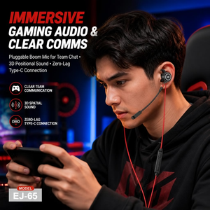 หูฟังเกมมิ่ง WISDOMUP EJ-65 ชิปเซ็ต JL แบบ Type-C กันน้ำ IPX-5 ไมโครโฟนถอดได้ เสียงสเตอริโอ HiFi สำหรับโทรศัพท์มือถือ - Product Image 3