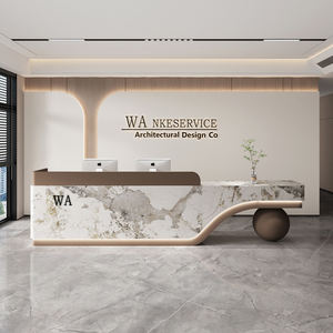 Mesa de recepção do escritório high-end moderno customizável para a empresa Front Desk Beauty Salon Caixa registradora Vendas Hotéis feitos MDF - Product Image 3