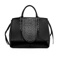 Sac fourre-tout de luxe en cuir gaufré python avec poignée chaîne, grande capacité, sacoche de travail pour femme