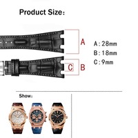 Bracelets de montre personnalisés avec logo, boucle en cuir, bracelet de montre de luxe, série R O-ak Offshore, remplacement pliable, cuir véritable 28 mm