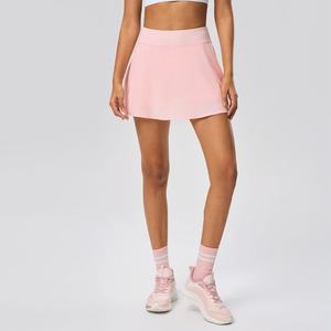 Rok A-Line pinggang tinggi untuk wanita, rok A-Line pinggang tinggi untuk wanita, rok kasual atletik Golf Tenis bersirkulasi dengan Logo depan dan kantong - Product Image 5