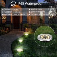 Lumières solaires de jardin à 8 LED pour l'extérieur, étanche, disque de trottoir lumineux dans le sol, éclairage de paysage pour pelouse, Patio, allée, marches de cour