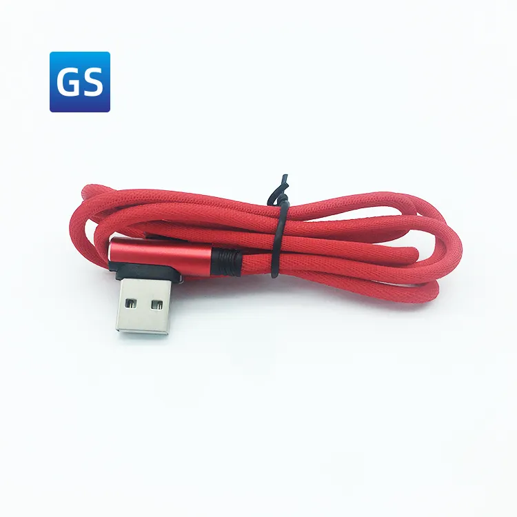 Elbow Micro USB Charging Cable Cotton C To C Type Fast Charging Cable 90 Elbow 2.4a Elbow Charging Cable For Iphone Android