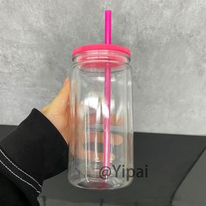 Canette transparente en plastique acrylique à double paroi de 12 oz avec trou et bouchon pour globe à neige DIY - Product Image 3