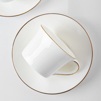 Ensemble de tasses à café en porcelaine à bord doré personnalisé de 250ml, tasses à café à cappuccino en céramique à sublimation vierge pour cadeau promotionnel de 210ml 170ml