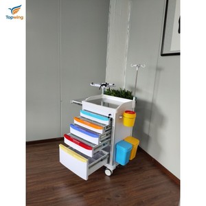 Carrito de Emergencia Médico Hospitalario Multicolor con 5 Cajones, Carro de Enfermería de ABS con Caja para Objetos Punzocortantes de 3L y Soporte para Suero para Sala de UCI y ER - Product Image 3