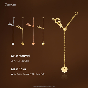 سلسلة موسع مجوهرات من الذهب الخالص 14 قيراط قابل للتعديل مشبك اصنعها بنفسك سوار قلادة - Product Image 1