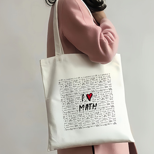 Sac fourre-tout pour livres de mathématiques avec motif cœur et formules complexes imprimé, sac à bandoulière élégant, sac à dos scolaire léger et durable - Product Image 1