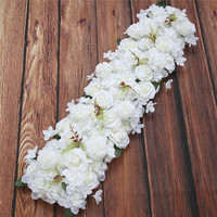 Guirlande de fleurs artificielles de roses blanches de luxe, 100 cm, pour centre de table de mariage, arche de fleurs, toile de fond murale pour cérémonie et événement