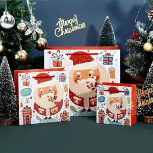 Benutzer definiertes Logo gedruckt Santa Claus Goody Party Frohe Weihnachten Papier Geschenkt üte Verpackung Geschenk Weihnachten Papiertüte