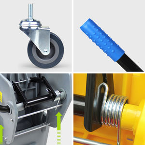 Ensemble <span class=keywords><strong>de</strong></span> serpillière et seau à essorage industriel commercial <span class=keywords><strong>de</strong></span> 35 litres, jaune, avec essoreur à pression latérale, modèle Basic, et <span class=keywords><strong>chariot</strong></span> - Product Image 2