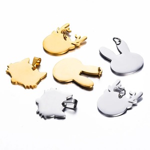 Breloques en acier inoxydable en forme de tête d'animal, pendentifs loup, cerf, lapin, étiquettes d'identification vierges en métal pour collier d'animal et fabrication de bijoux DIY - Product Image 2