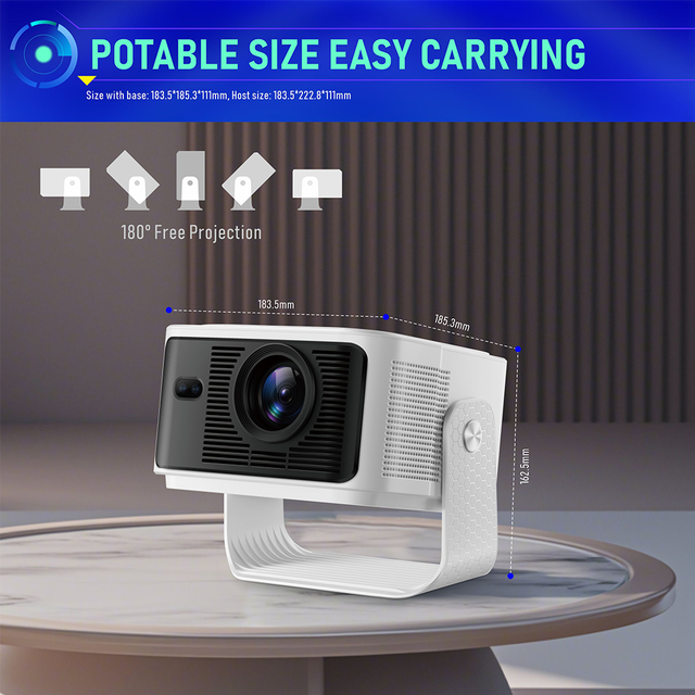 High Brightness Smart Mini Projector 500 ANSI 1080P Portable Projector Android 14 for Home Theater Party Outdoor Use