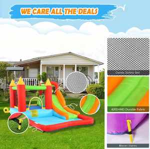 Château gonflable de jardin avec souffleur pour enfants de 3 à 12 ans, maison de rebond extérieure/intérieure, parc aquatique - Product Image 3