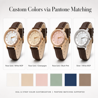 Montre de luxe pour femme avec lunette sertie de pierres, index en diamant, montre personnalisée, affichage analogique, mouvement à quartz, bracelet en cuir